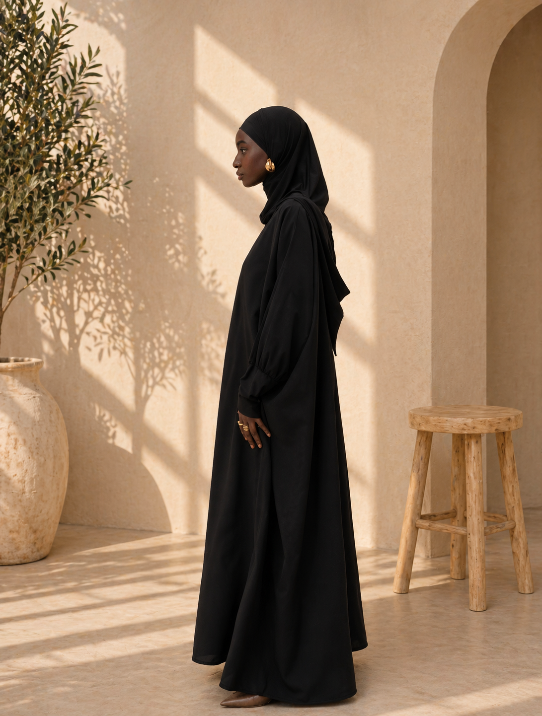 Gebetskleid Premium - Jilbab mit Kapuze lang & blickdicht