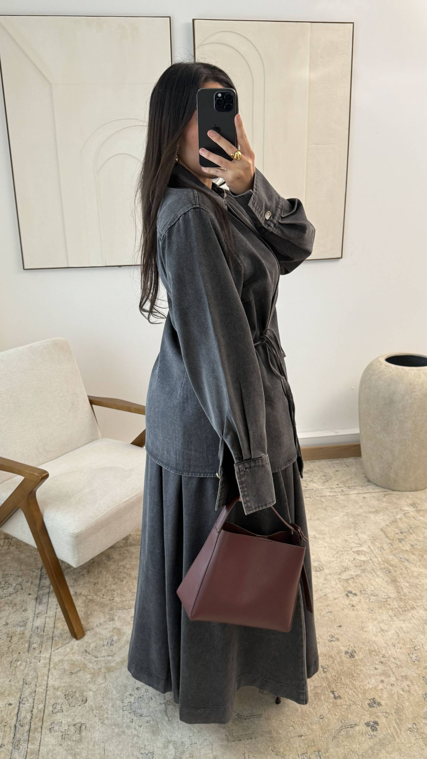 Modest Denim Set – Zweiteiliges Jeans Set mit Rock & Hemd