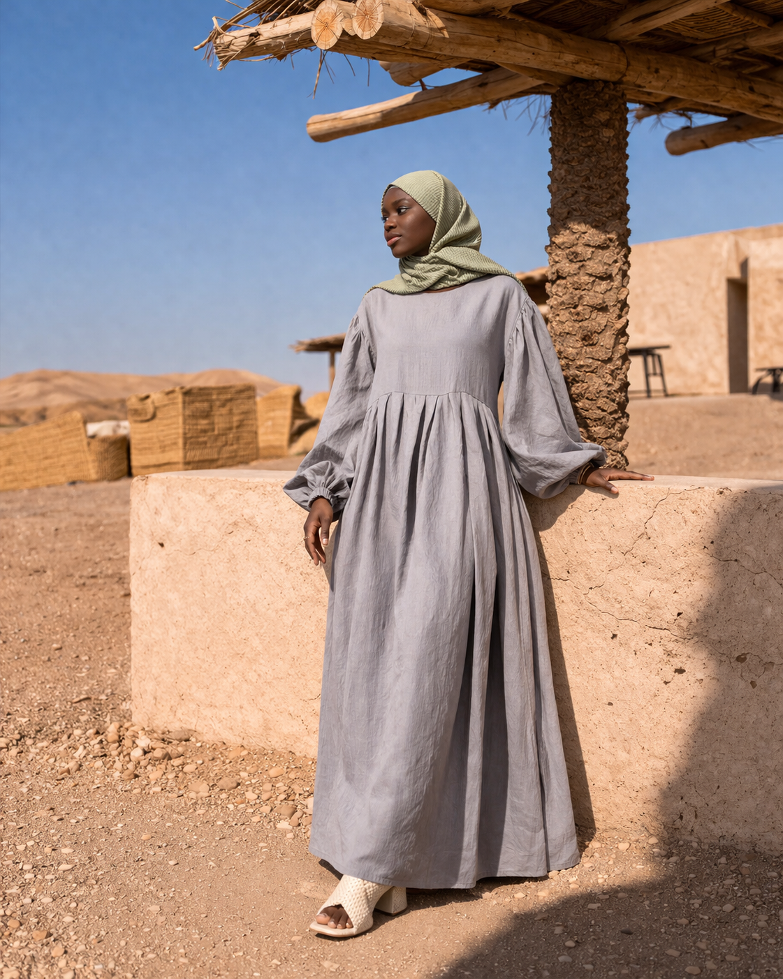 Leinen-Viskose Abaya - leichte Sommer Abaya locker & elegant