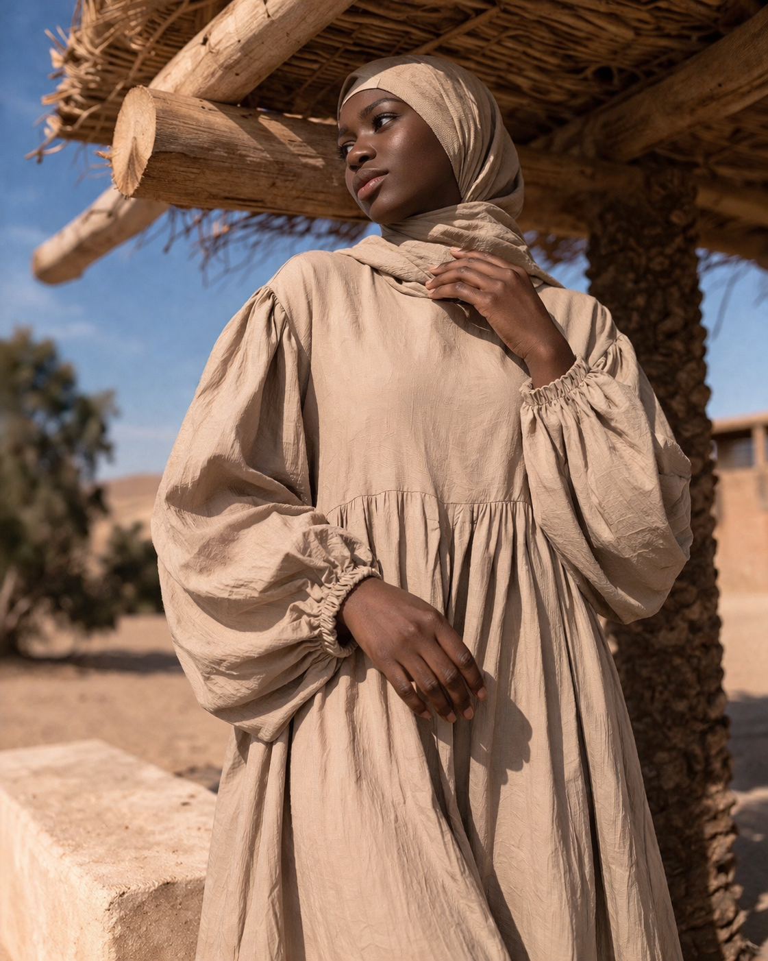 Leinen-Viskose Abaya - leichte Sommer Abaya locker & elegant
