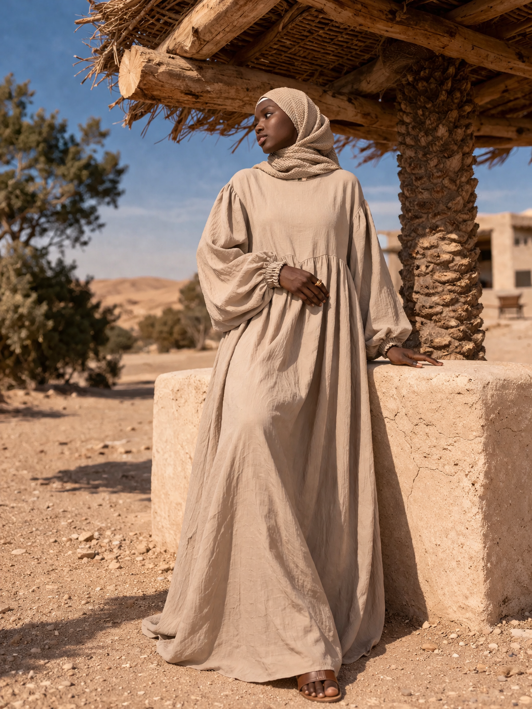 Leinen-Viskose Abaya - leichte Sommer Abaya locker & elegant