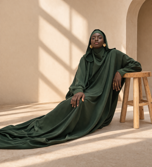 Gebetskleid Premium - Jilbab mit Kapuze lang & blickdicht
