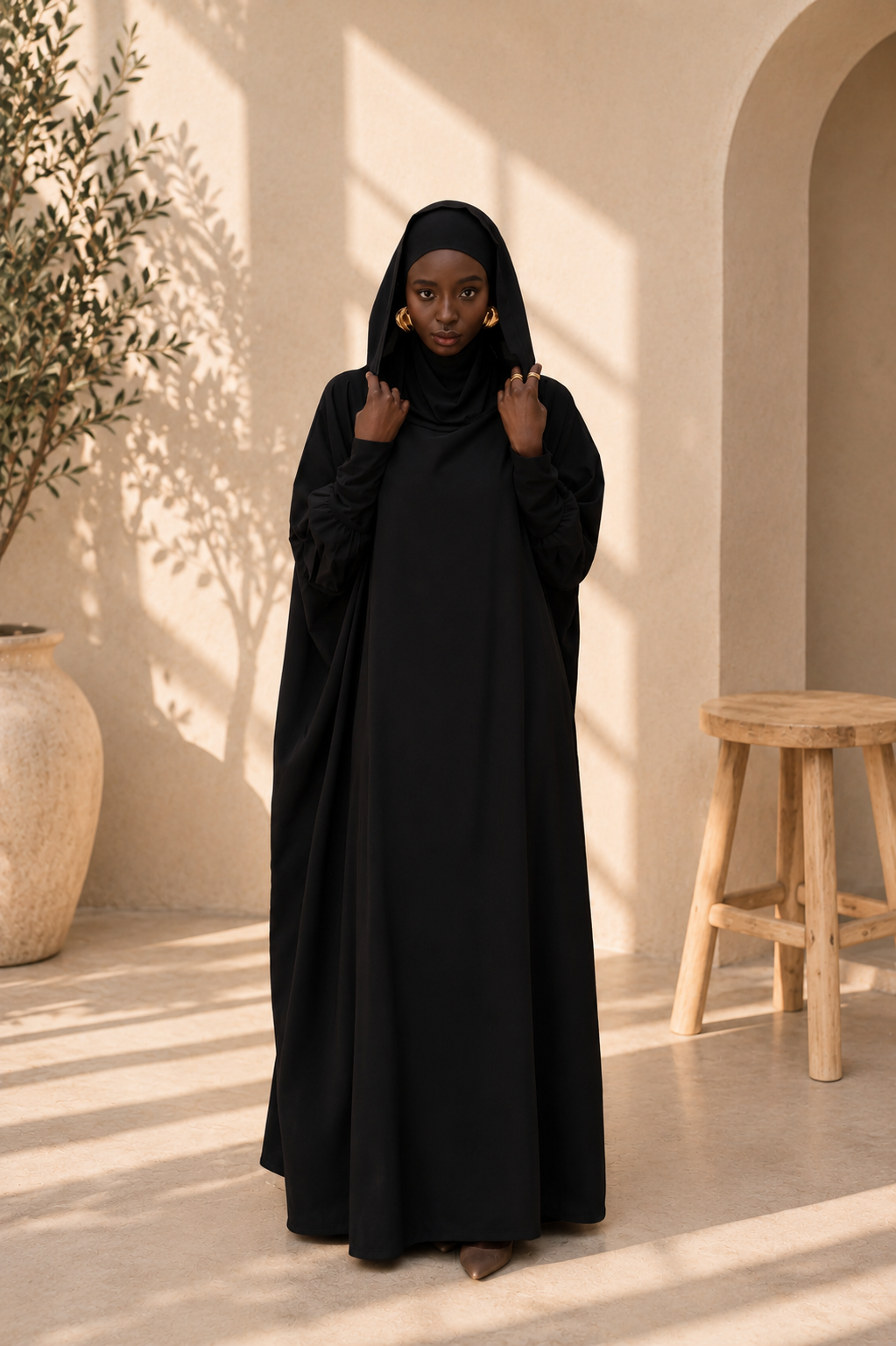 Gebetskleid Premium - Jilbab mit Kapuze lang & blickdicht