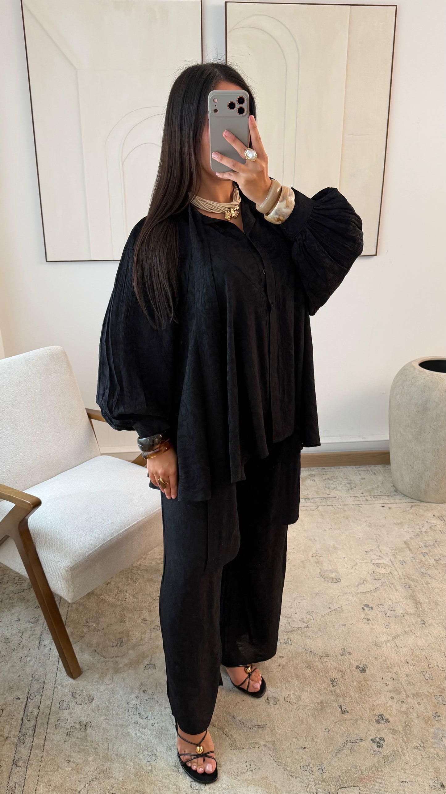 Viskose Zweiteiler mit Jacquard-Muster