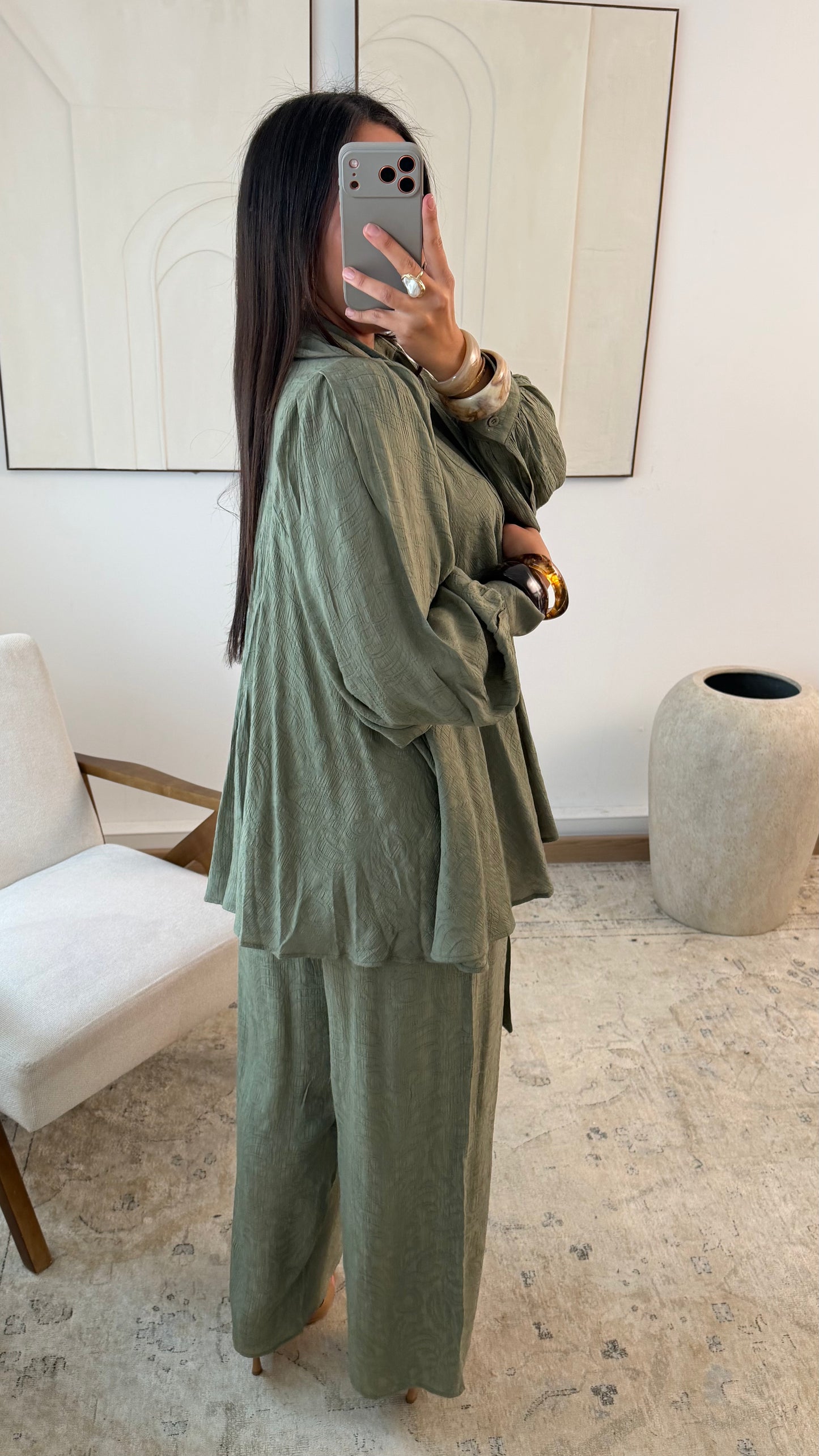 Viskose Zweiteiler mit Jacquard-Muster